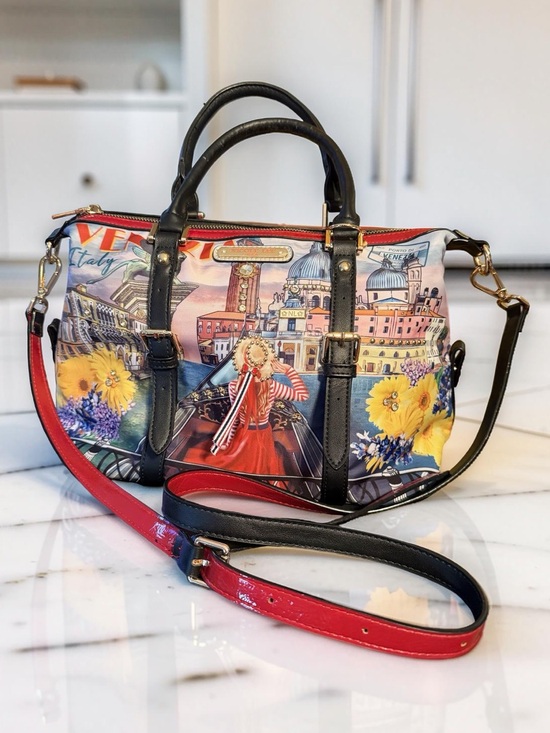 Nicole Lee USA Handbags - Nicole Lee USA EUC Italy Theme Printed Canvas Satchel Crossbody Bag Tote (P247)